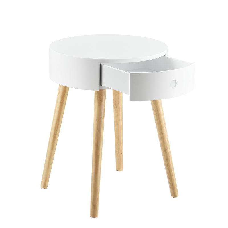 Esquema acotado Mesita de noche Aurich 50x38x38 cm con cajón diseño retro blanco en.casa