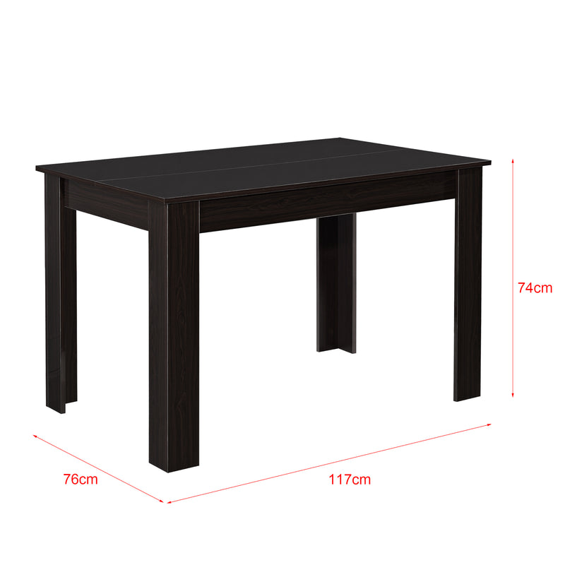 Esquema acotado Mesa de comedor Skien 117x76x74 cm aspecto nogal brillo alto en.casa