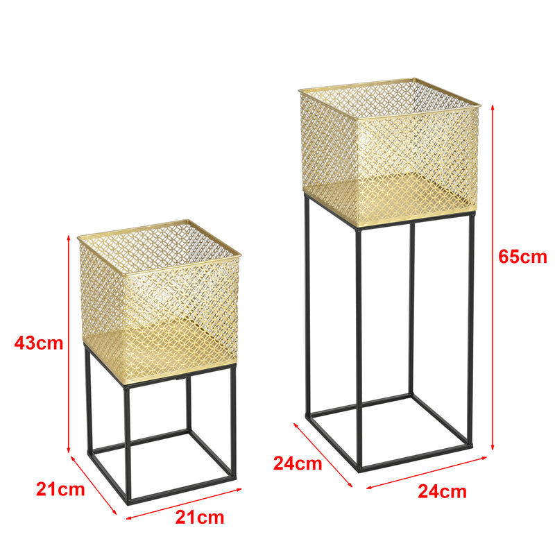 Esquema acotado Soporte para plantas Juprelle juego de 2 dorado-negro en.casa