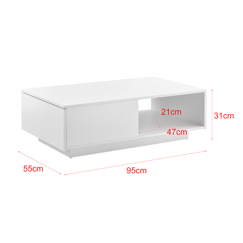 Esquema acotado Mesa de centro Biskra 95x55x31 cm brillo alto en.casa