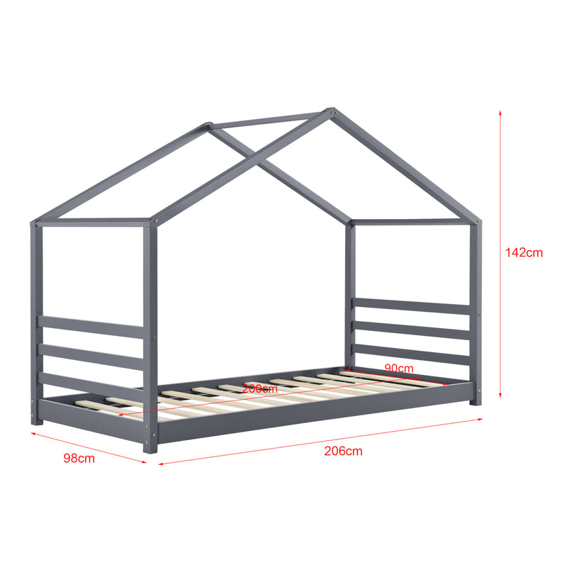 Esquema acotado Cama infantil Vardø con colchón de espuma fría 90x200 cm en varios colores en.casa