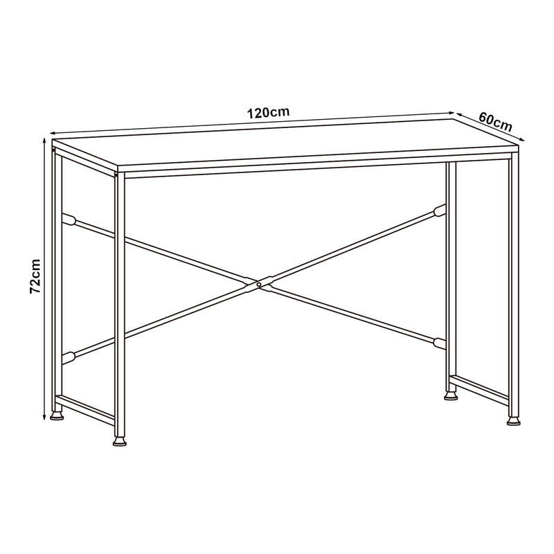 Esquema acotado Escritorio Røros 120x60x72 cm Mesa para ordenador aspecto roble en.casa