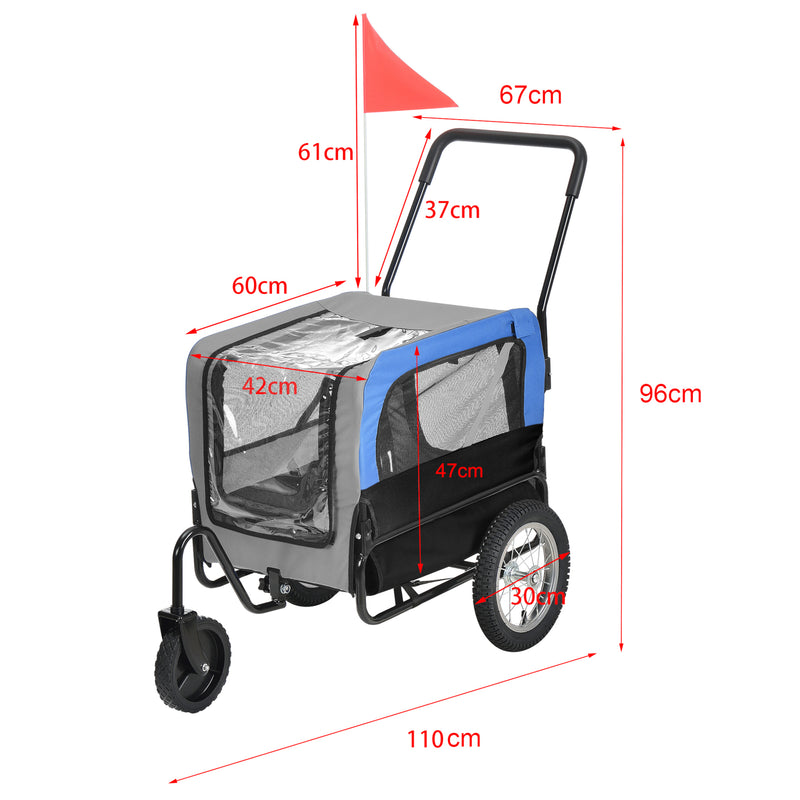 Esquema acotado Remolque para bicicleta Máx. 20 kg Transporte de perros Resistente al clima pro.tec