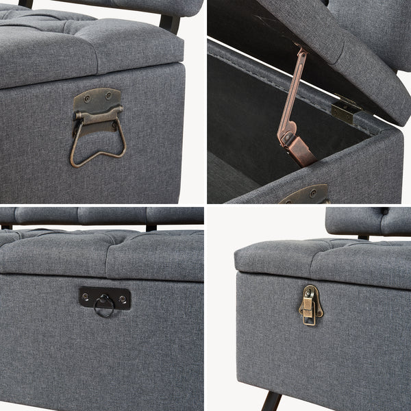 Banco Tapizado 110 x 48 x 75 cm Gris Oscuro [pro.tec]® 