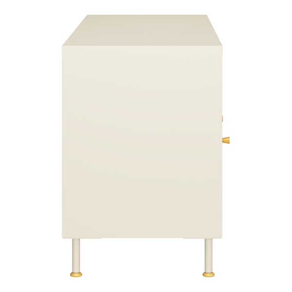 Mueble de TV Lindau Acero 120x40x59 cm Blanco crema [en.casa]