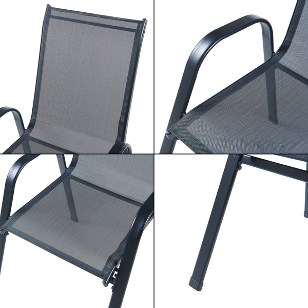 Conjunto de muebles de jardín Aradeo de 7 piezas en negro [casa.pro]