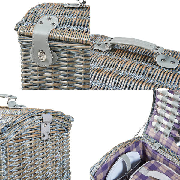 Cesta de picnic Folldal para 2 personas 40x28x25 cm [casa.pro]