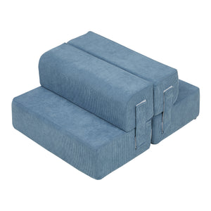Escalera para mascotas Joelerhatra 4 piezas 45x50x45 cm Cordón azul [en.casa]