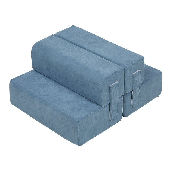 Escalera para mascotas Joelerhatra 4 piezas 45x50x45 cm Cordón azul [en.casa]