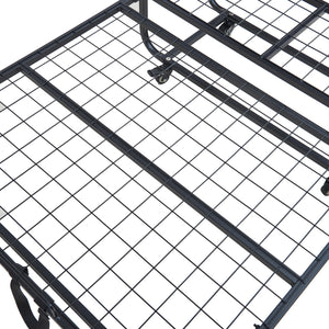 Cama plegable de metal Lustendi con colchón 200x90cm Negro/efecto roble [en.casa]
