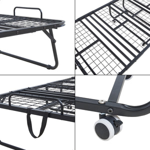 Cama plegable de metal Borjavle con colchón 200x90cm Negro [en.casa]