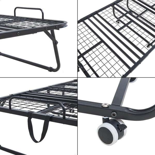 Cama plegable de metal Borjavle con colchón 200x90cm Negro [en.casa]