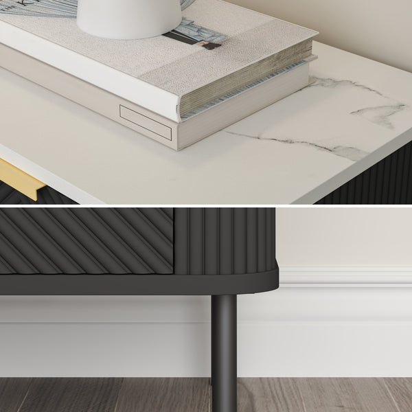 Conjunto de 2 mesas de noche Olvehok con 2 cajones 55x52x38cm - Negro [en.casa]