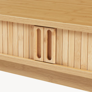 Mesa consola Tysvær con puertas bambú 110x40x78cm - Natural [en.casa]