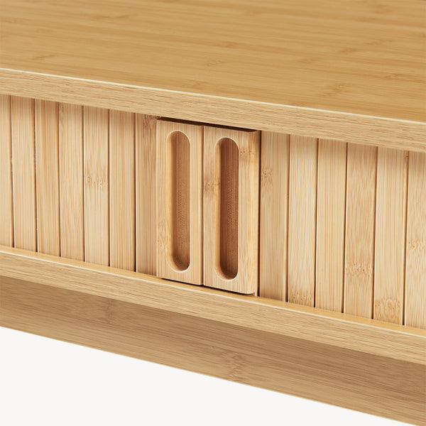 Mesa consola Tysvær con puertas bambú 110x40x78cm - Natural [en.casa]