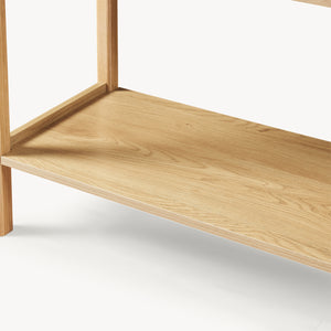 Mesa consola Ferrersp con 2 cajones 100x40x80 cm aspecto roble/color arena [en.casa]