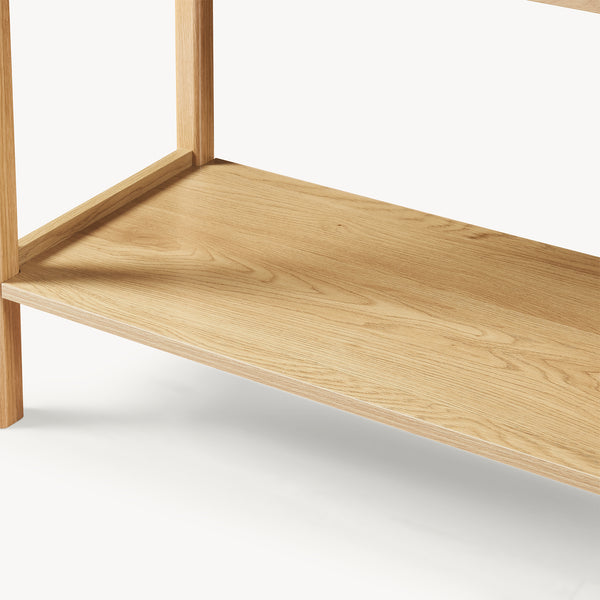 Mesa consola Ferrersp con 2 cajones 100x40x80 cm aspecto roble/color arena [en.casa]