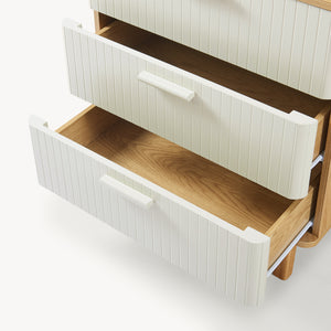 Cómoda Ferrersp con 3 cajones 70x60x40 cm aspecto roble/color arena [en.casa]