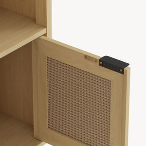 Aparador de salón Lukhomso 85x75x30cm - Efecto roble/Efecto ratán [en.casa]