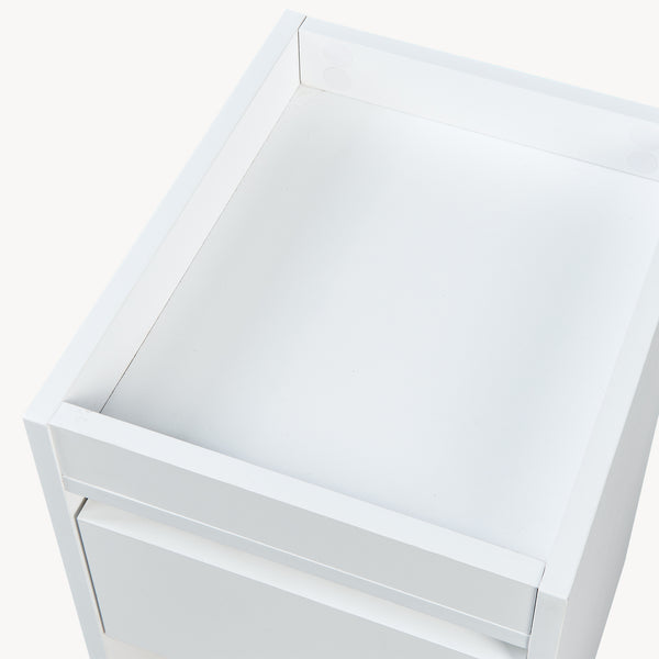 Mesita de noche Lure 55x30x35 cm Blanco/Aspecto roble [en.casa]