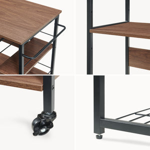 Estante de cocina extensible Kirhuskyna 130x40x85 cm aspecto nogal/negro [en.casa]