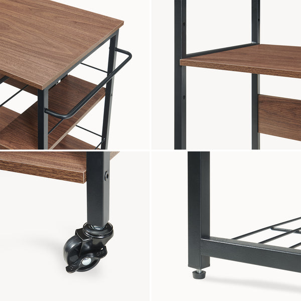 Estante de cocina extensible Kirhuskyna 130x40x85 cm aspecto nogal/negro [en.casa]