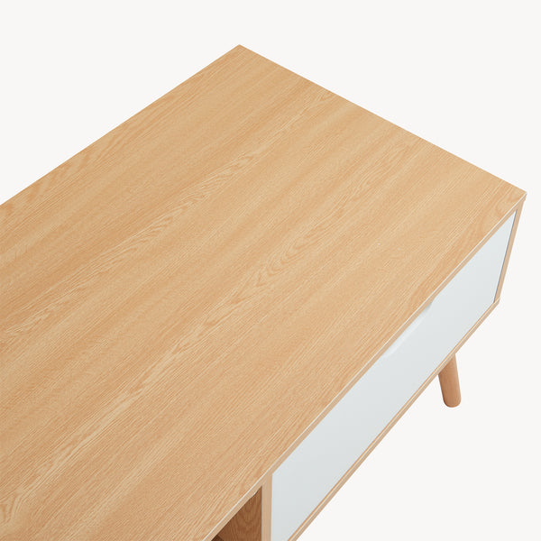 Mesa de centro Bordkak con cajón 100x48x45 cm aspecto roble/blanco [en.casa]
