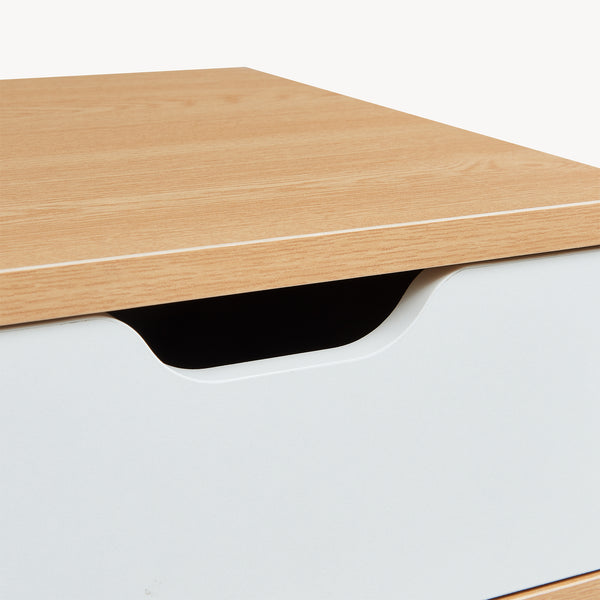 Mesita de noche Bordkak 55x48x30 cm efecto roble/blanco [en.casa]