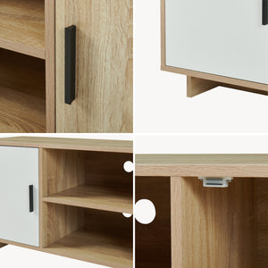Mueble de TV Kenta con compartimentos 120x39x52 cm - Roble sonoma / Blanco [en.casa]