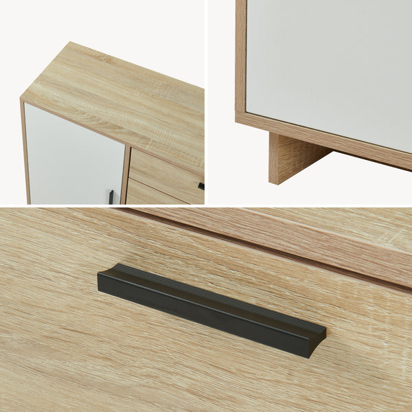 Aparador Kenta 100x35x72 cm aspecto roble Sonoma/Blanco [en.casa]