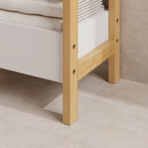 Estantería de baño Anun 3 cestas bambú 75x28x20cm - Natural / Blanco [en.casa]