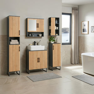 Armario colgante Svanes 60x30x20 cm Gris oscuro/Natural [en.casa]