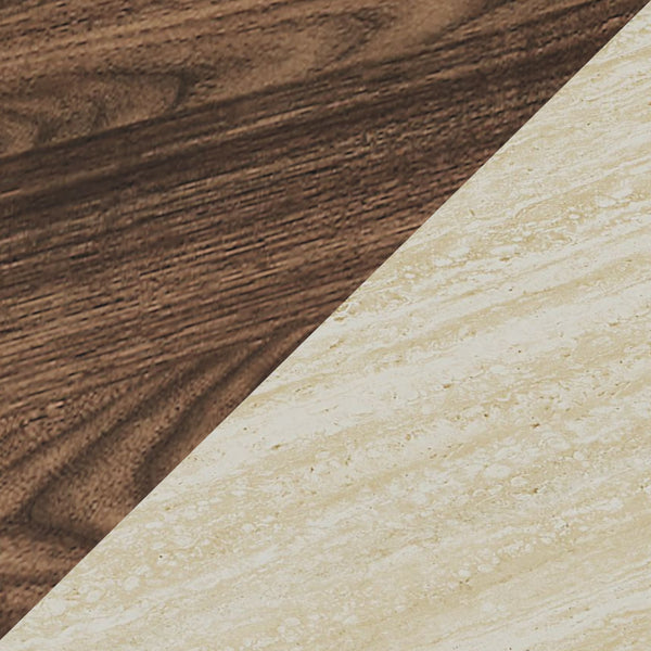 Mueble de televisión Trorlon 160x40x55 cm aspecto nogal/travertino [en.casa]