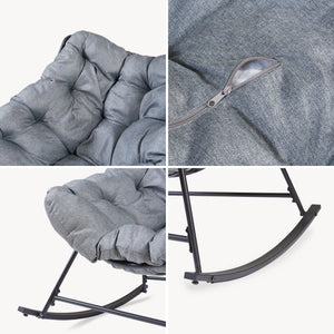 Sillón mecedora de mimbre Villeneuve 85x90x91 cm Negro/Gris [en.casa]