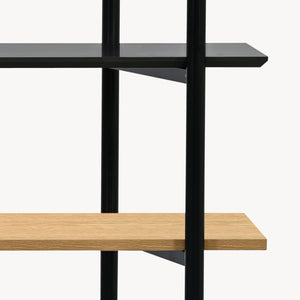 Estantería Kappespoo 124x80x35 cm Negro/Aspecto roble [en.casa]