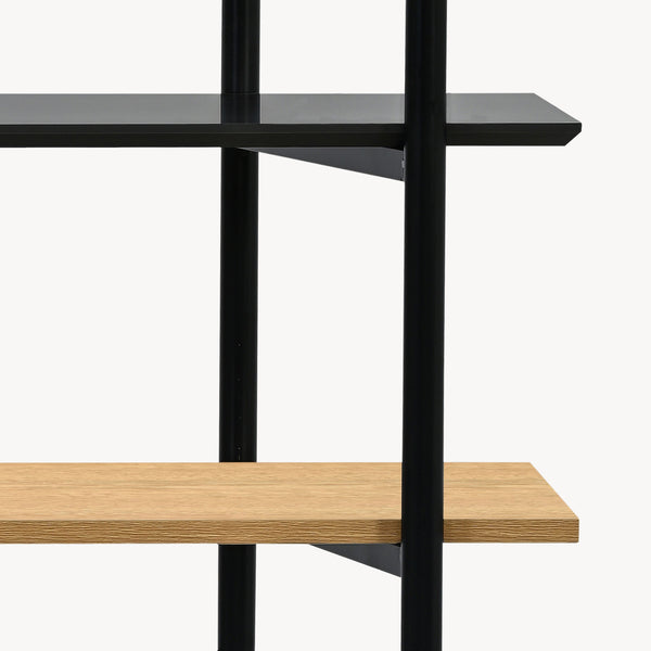 Estantería Kappespoo 124x80x35 cm Negro/Aspecto roble [en.casa]