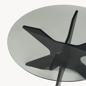 Mesa de centro Imi con tablero de vidrio Ø70x35 cm Negro/Gris [en.casa]