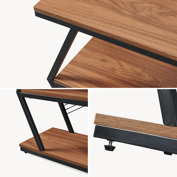 Mesa auxiliar Nolarg 65x30x61 cm Negro/Aspecto nogal [en.casa]