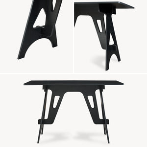 Escritorio Bostenenna 120x60x75 cm Negro con vetas de madera [en.casa]