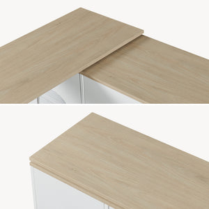 Mesa de comedor extensible Kudebola 115x40x94 cm aspecto roble/blanco [en.casa]
