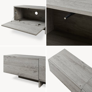 Mueble de televisión Kapipimso con 3 puertas abatibles 194x31x37 cm efecto roble, gris [en.casa]