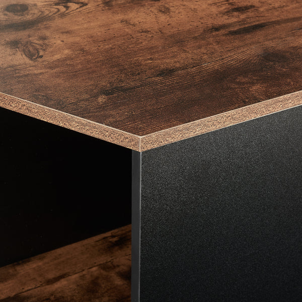 Conjunto de mesa de centro Molde de 2 piezas Negro/Aspecto nogal [en.casa]