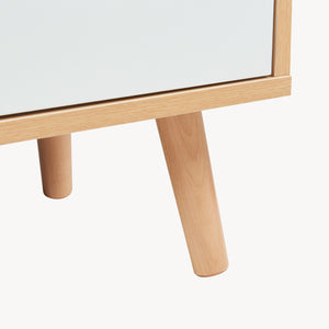 Mesita de noche Bordkak 55x48x30 cm efecto roble/blanco [en.casa]