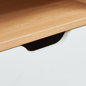 Mesita de noche Bordkak con estante 75x35x30 cm efecto roble/blanco [en.casa]