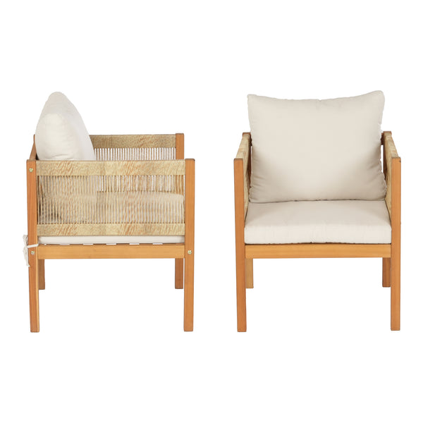 Conjunto de muebles de jardín Cannole de 4 piezas. Madera de acacia color madera [casa.pro]