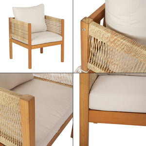 Conjunto de muebles de jardín Cannole de 4 piezas. Madera de acacia color madera [casa.pro]