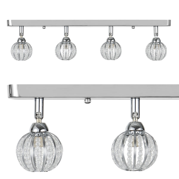 Lámpara de techo 4 bolas de cristal 49cm Lámpara de techo moderna Lámpara de efecto [Lux.Pro]
