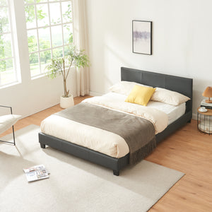 Cama de cuero sintético Albacete 140x200 cm Gris oscuro Corium