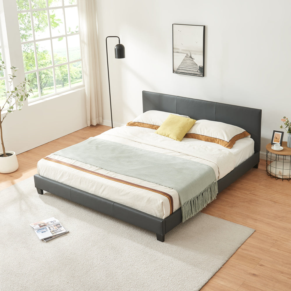 Cama de cuero sintético Albacete 180x200cm gris oscuro Corium - premiumXL