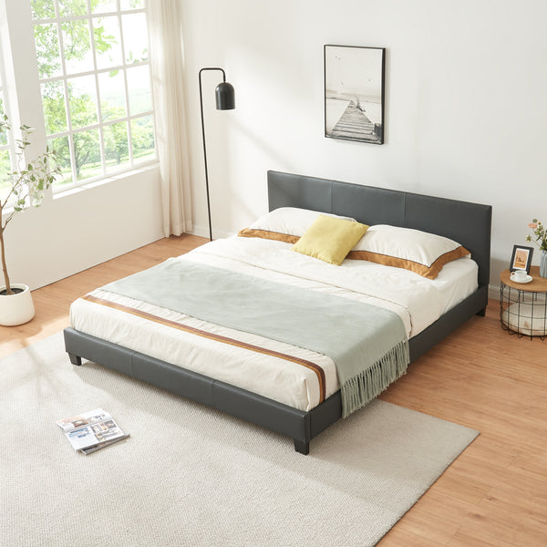 Cama de cuero sintético Albacete 180x200cm Gris oscuro Corium